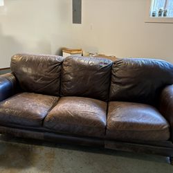 Brown Leather Couch 