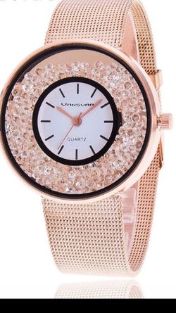 Silver or rosegold crystal bead moving watch! Brand new!