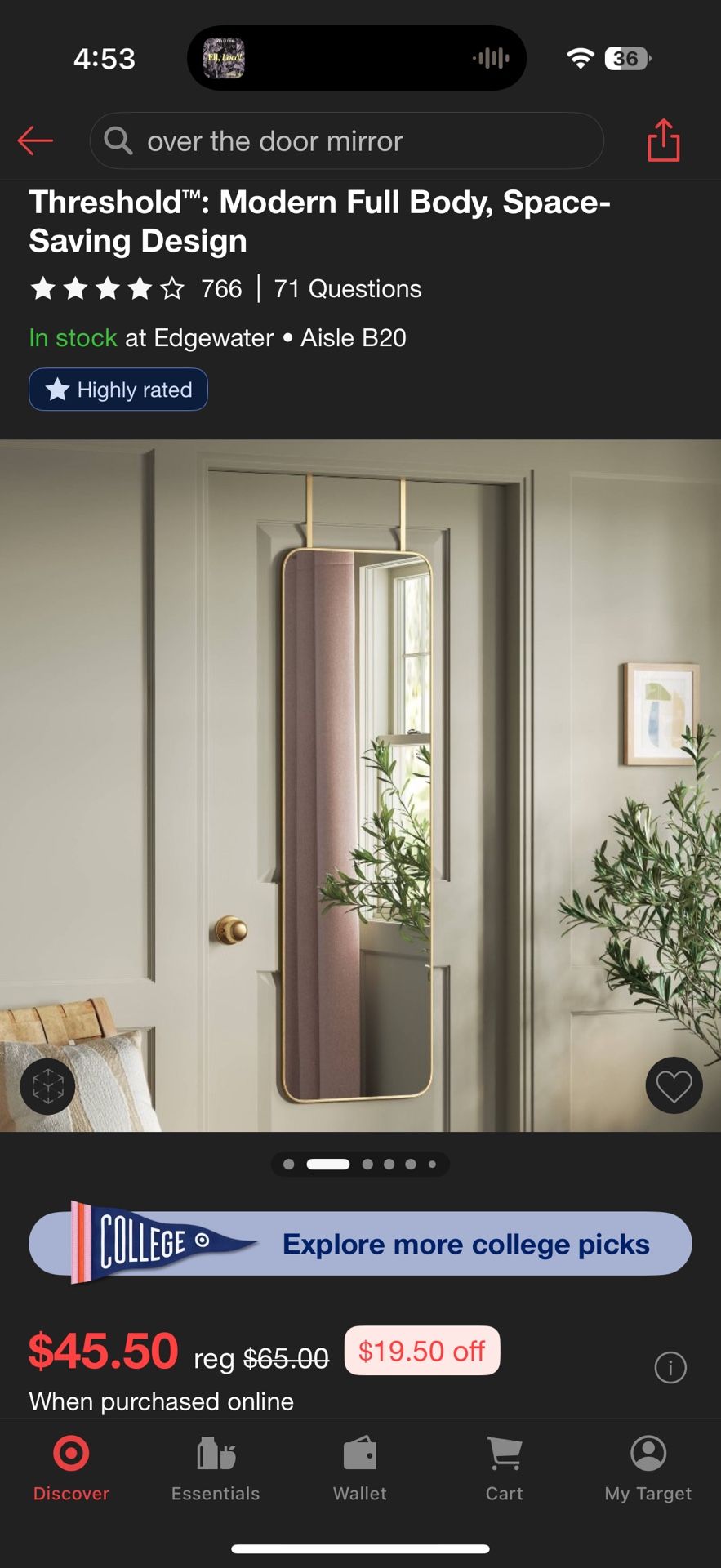 Over The Door Mirror