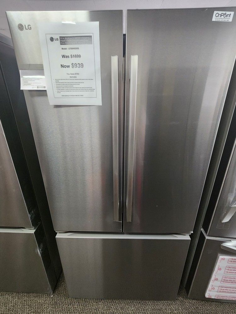 33 in. W 25 cu.ft SMART Standard Depth French Door Retrigerafor in Print Proof Stainless Steel