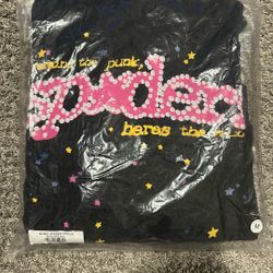 Black Spider Hoodie With Pink Lettera