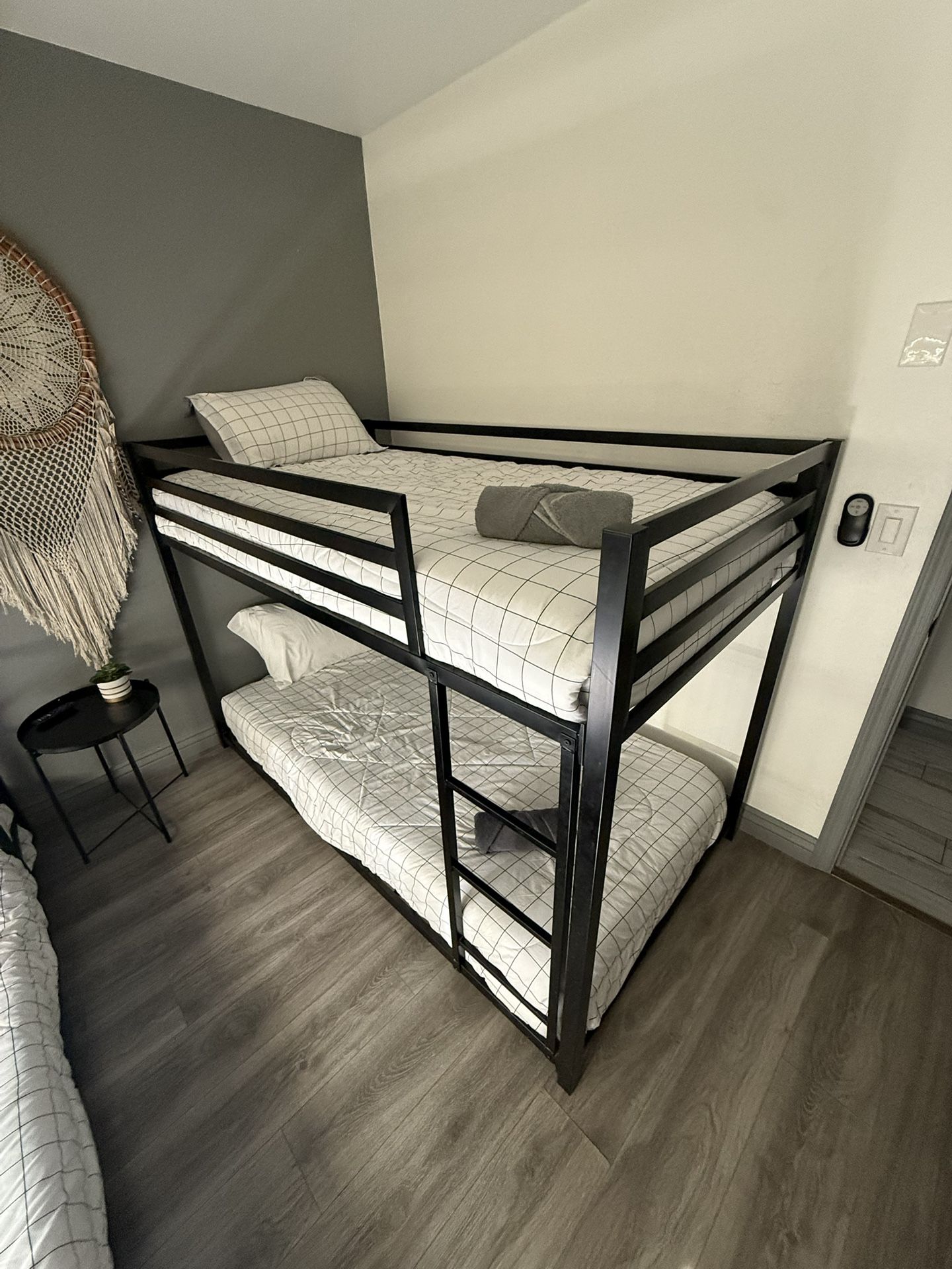 Twin Bunk Beds Black Metal With Mattresses