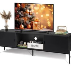WLIVE Modern TV Stand for 65 Inch TV, Mid Century Entainment Center with Storage, TV Console with Open Shelf and 2 Cabinets for Bedroom and Living Roo