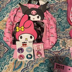 My Melody And  Kuromi Mini Backpack With Pins