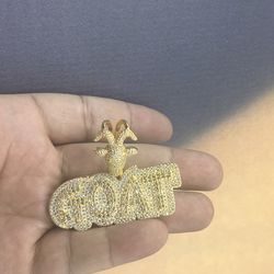 Goat Pendant in 14K Gold finish