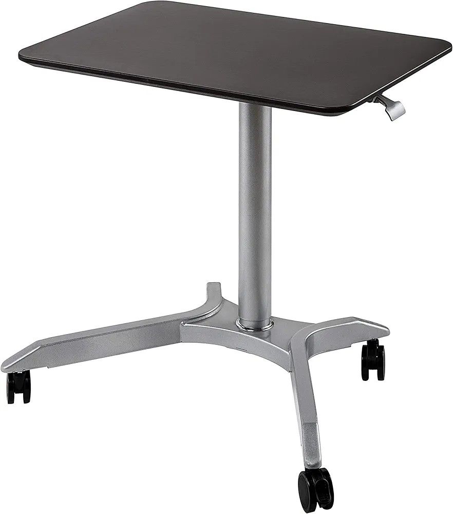 Seville Classics airLIFT Height Adjustable Pneumatic Laptop Sit Stand Desk Mobile Rolling Cart, Computer Workstation for Home Office, Classroom