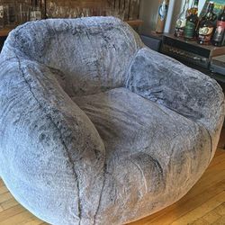 Faux Fur Chair, Light blue. 
