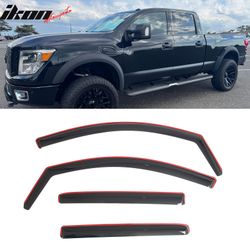 Fits 2016-2024 Nissan TITAN XD & 2017-2024 TITAN Crew Cab In-Channel Window Visors Guard