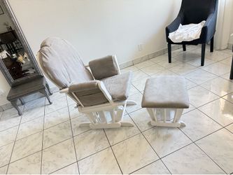 White & Gray Nursery Glider Rocker with Ottoman Set - $75