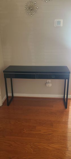 Ikea Black Lacquer Desk or Side Table with 2 Drawer