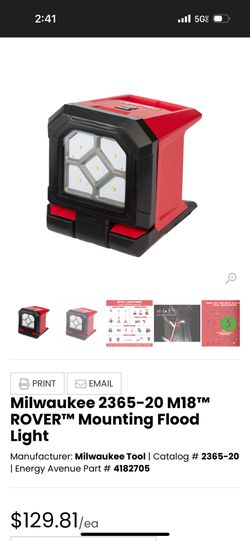 Milwaukee 2365-20 M18™ ROVER™ Mounting Flood Light