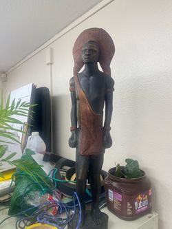 Hand-Carved African Wood Figure Statue