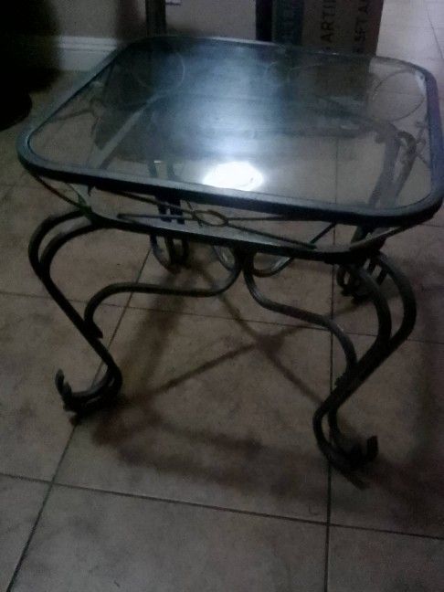 Iron And Glass End Table 
