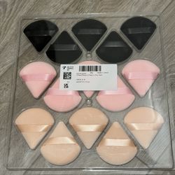 Pimoys 15 Pieces Powder Puff Face Soft Triangle Makeup Velour Puff, Beauty Sponge for Loose Powder and Cosmetic Foundation, Blender Makeup Tool (Black