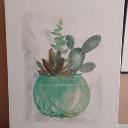 Succulent Canvas Wall Art Watercolor Print