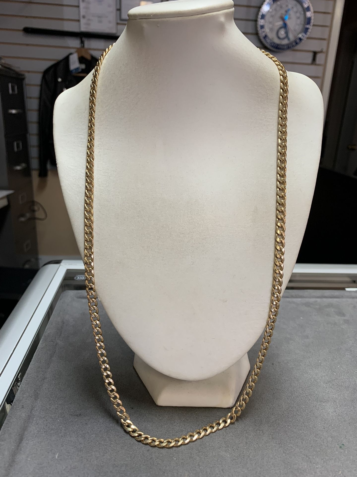 10K Yellow Gold Hollow Curb Link Chain (27.5”) 22 Grams 