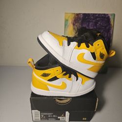 Size 7c - Kids Yellow Jordan 1's - $65