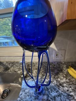Jellyfish Pedestal Bowl Josefina Krosno Polish Hand blown Art Glass 19” h