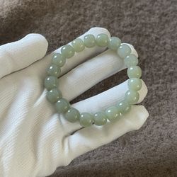Premium Grade AAA Hetian Jade Nephrite Bead Bracelet, Antique Gemstone Jewelry
