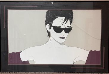 Vintage framed "Sunglasses" art print by Patrick Nagel from 1983
