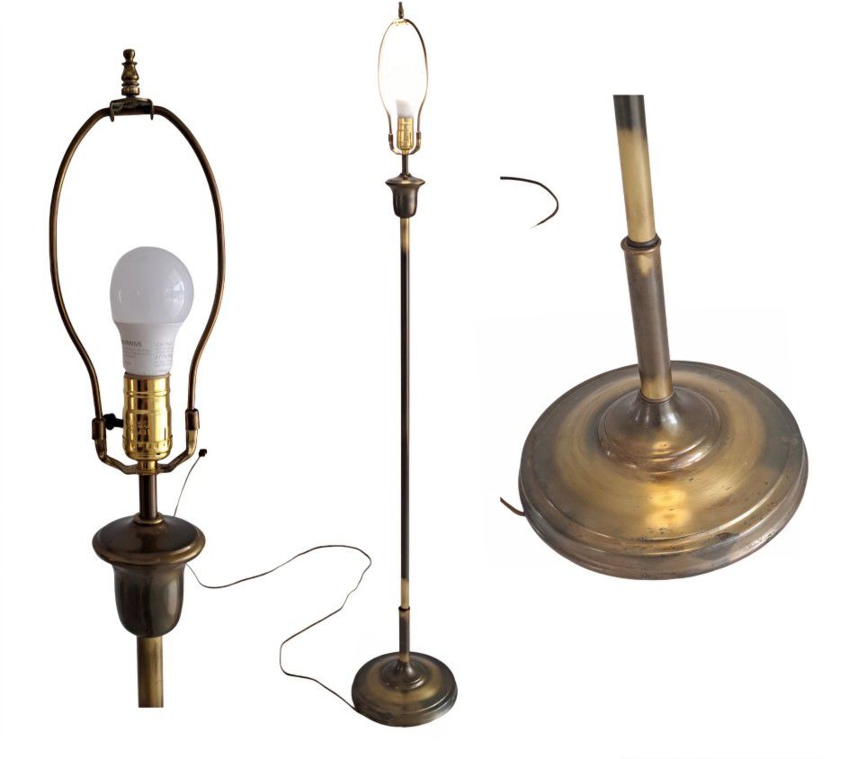 Antique Brass Floor Lamp 59” Tall MCM Vintage Stiffel Style