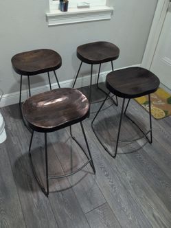 4 Wood Top stools