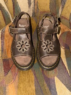 brown dunnet flower doc marten sandals
