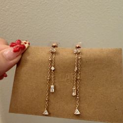 Rose Gold Layered Crystal Dangle Earrings - Sparkly