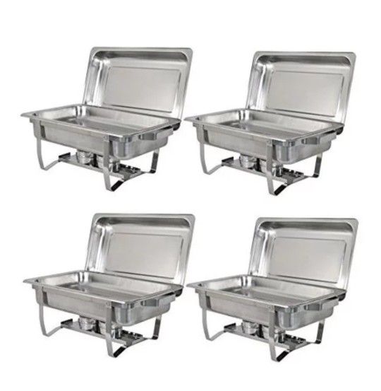 4 Pack Premier Chafers Stainless Steel Chafing Dish 11 Qt. Full Size Buffet Trays  