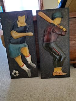 Metal Baseball And Soccer Pictures 