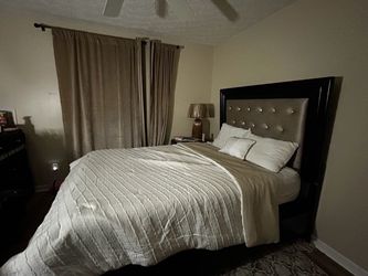 Queen Bed Frame with Tufted Upholstered Headboard