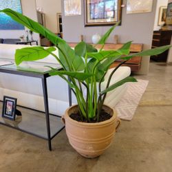 Tierra Del Lagarto Floor Pot with Faux Tropical Plant 47″