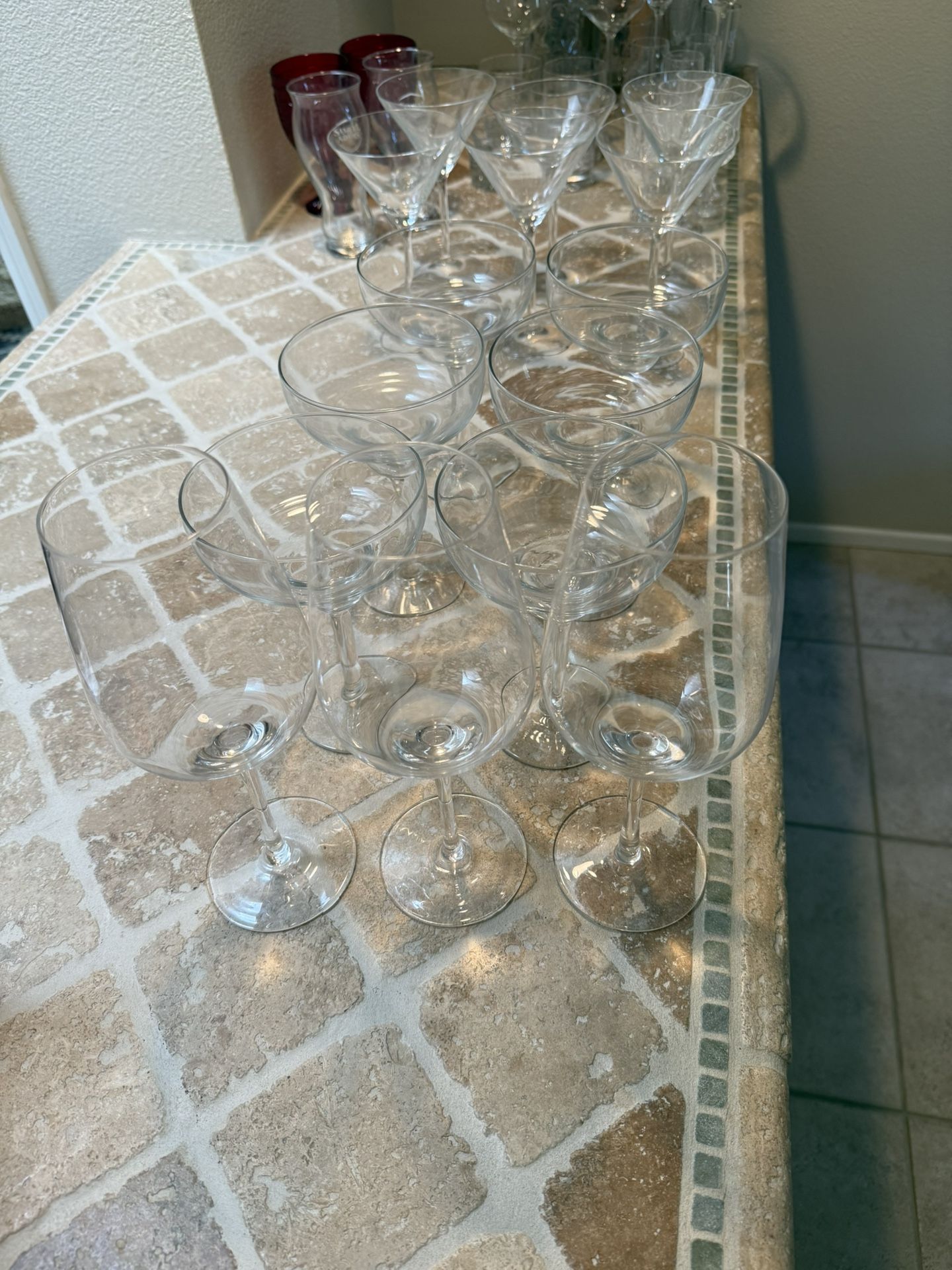 Assorted Glassware - Margarita, Wine, Martini, Whiskey