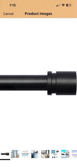 Curtain Rods for Windows 16 to 88 Inches Adjustable Length 1 Inch Diameter Window Curtain Rod with Aluminium Finials, Black