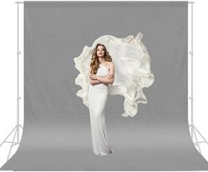 10x12ft Grey Backdrop for Photography, Pure Polyester Grey Photo Booth Backdrop