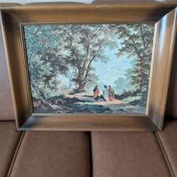 Vintage Catholic Christ print framed religious print landscape