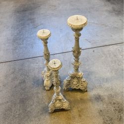 European Scrolled Foot Candle Holders
