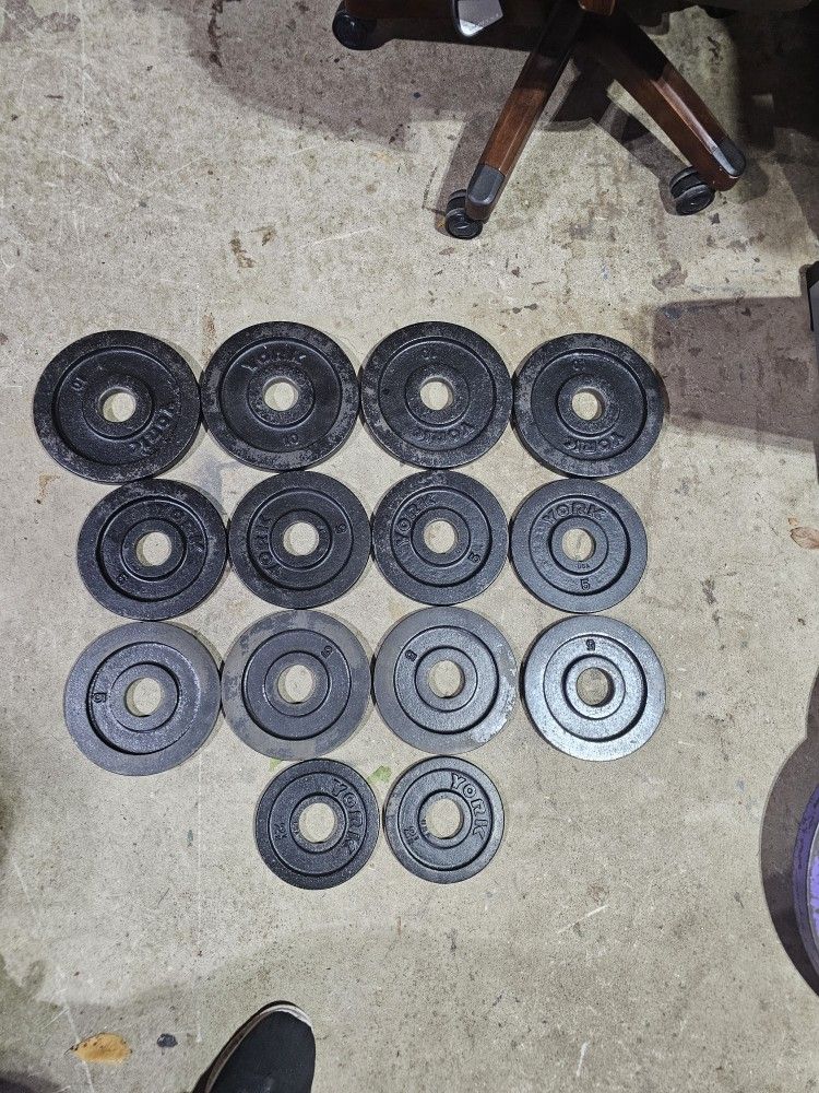 York 85lbs Olympic 2" weights change plates