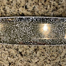 7 By 17 Inches Plastic Serving Tray W/ Gold Accented Flowers And Leave Design, Has Raised Sides To Hold Various Foods, Crackers, Etc.