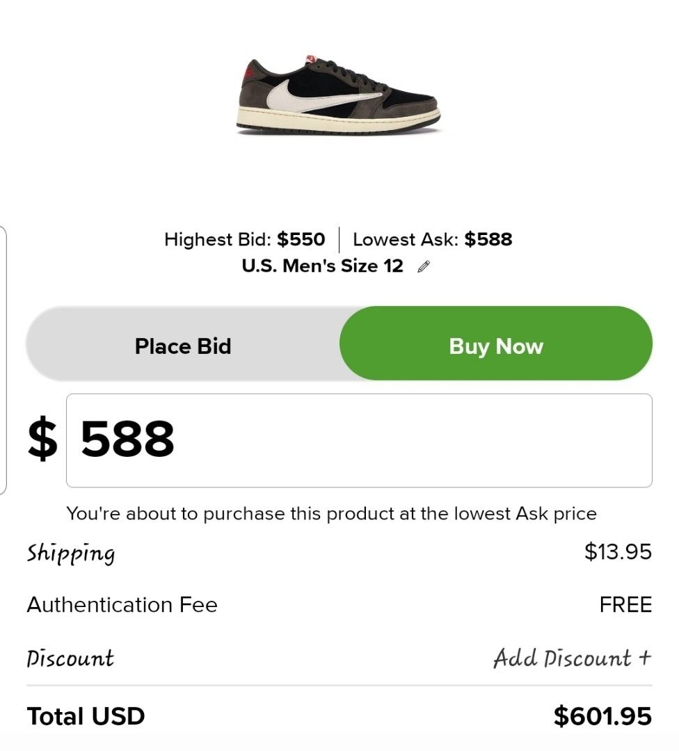 Travis Scott x Air Jordan 1 size 12