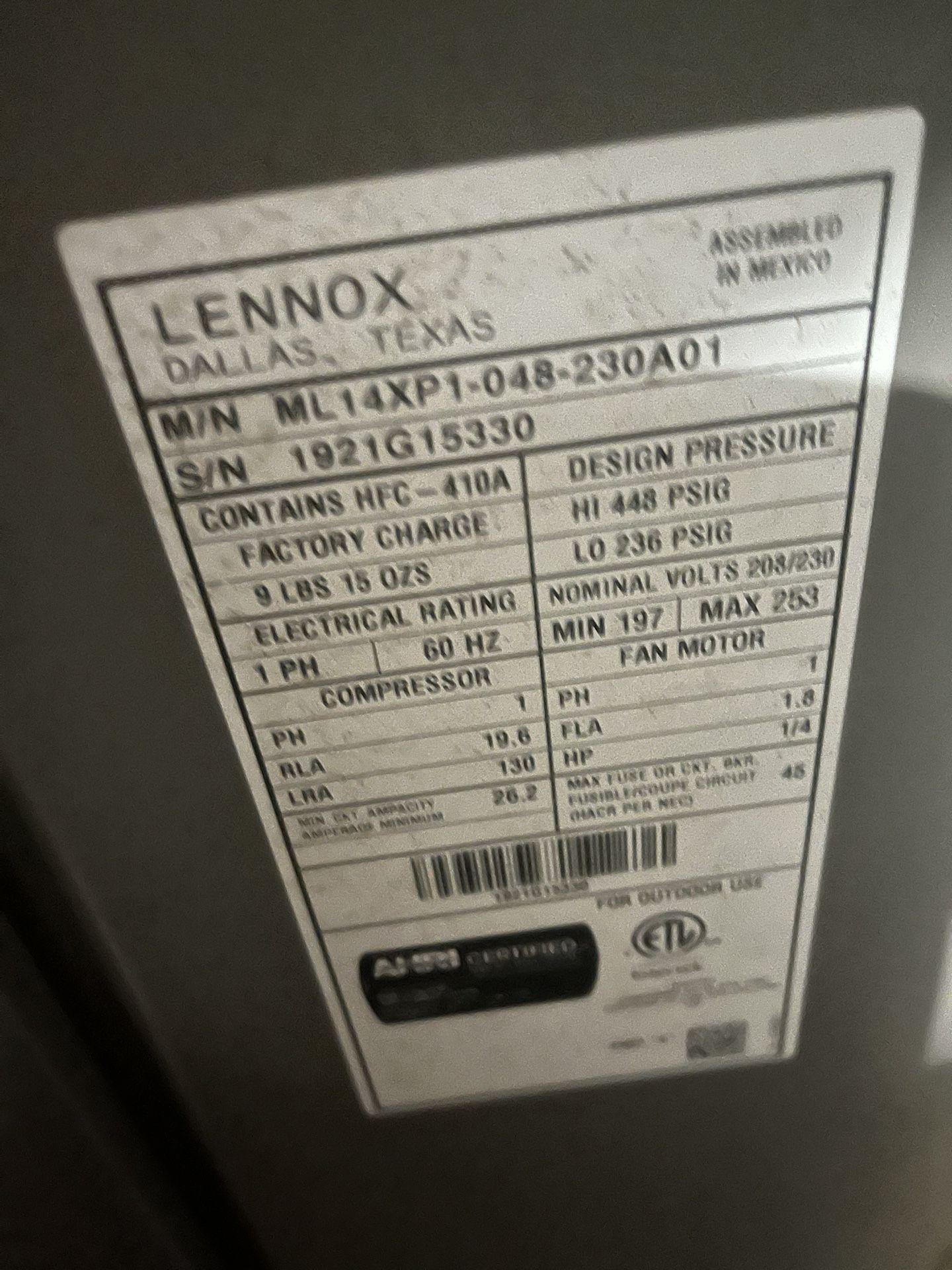 Lennox Air Conditioner