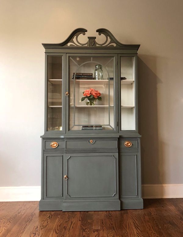 Soft Olive Green Duncan Phyfe China Cabinet For Sale In Lee S