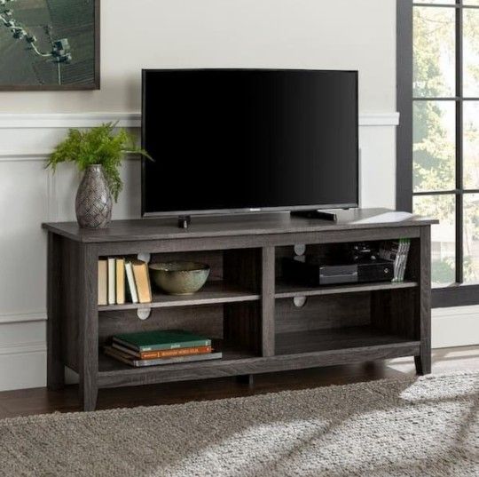 58 in. Traditional Gray TV Stand with Adjustable Shelves (Max TV Size 65 in.)(NEW In A Box