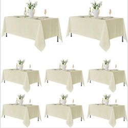  Pack of 8 Rectangular Tablecloths: Stain-Resistant and Wrinkle-Resistant Rectangular Tablecloths, Washable Polyester Tablecloths for Weddings,