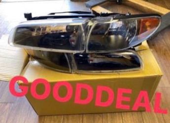 #62 Fit 94-1998 Ford Mustang Black Halogen Headlight Head Light Pair Set Lamp