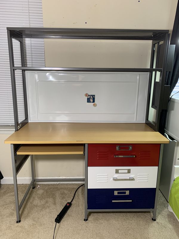 Locker Desk With 3 Drawers And Open Storage Magnetic Industrial