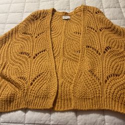 Mustard Yellow Sweater Cardigan Knitted 