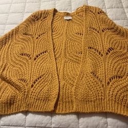 Mustard Yellow Sweater Cardigan Knitted 
