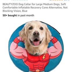 Inflatable Dog Cone Collar, Size Medium 