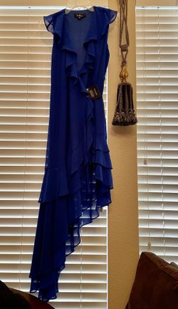 Blue Asymmetrical Wrap Dress